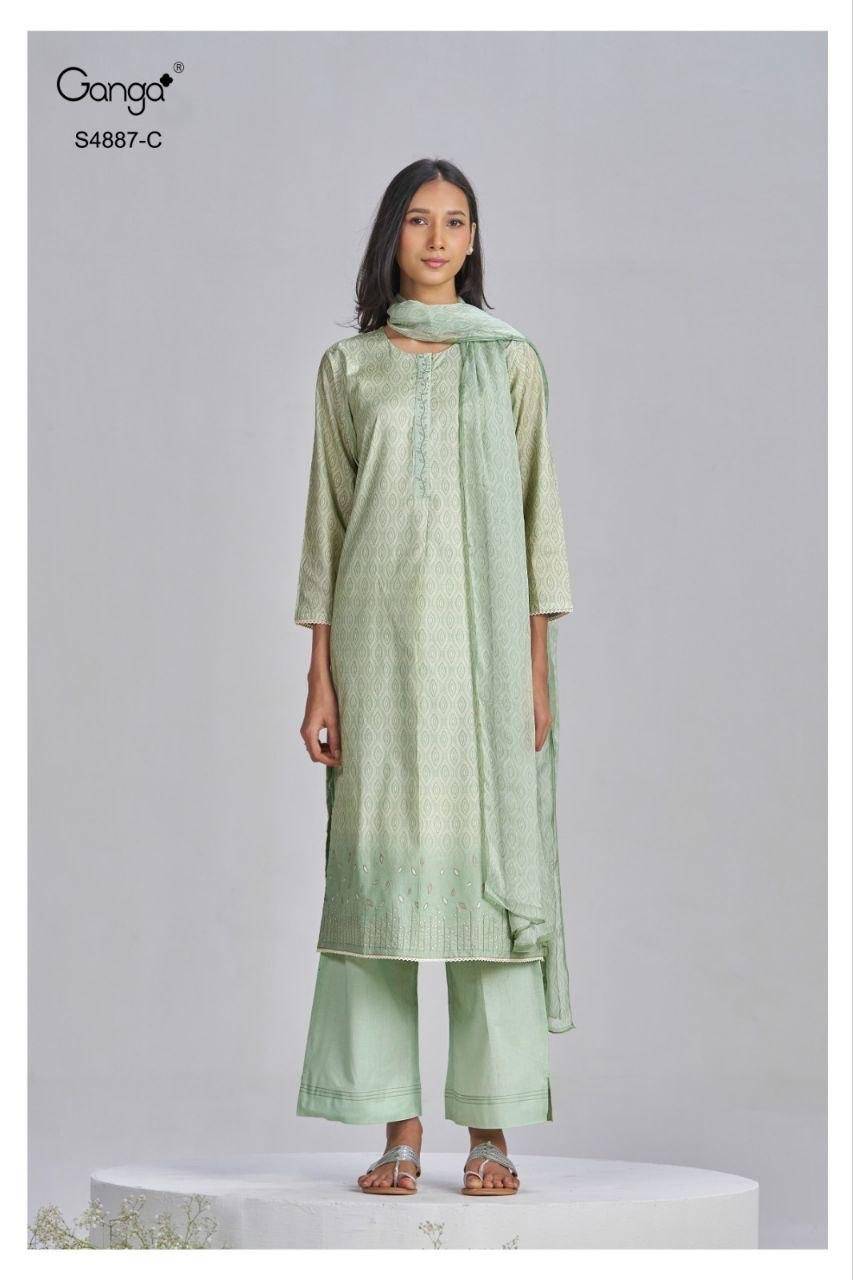 GAYANA 4887 By GANGA FASHION Stylish Beautiful Colourful PREMIUM PURE BEMBERG Dresses At Wholesale Price